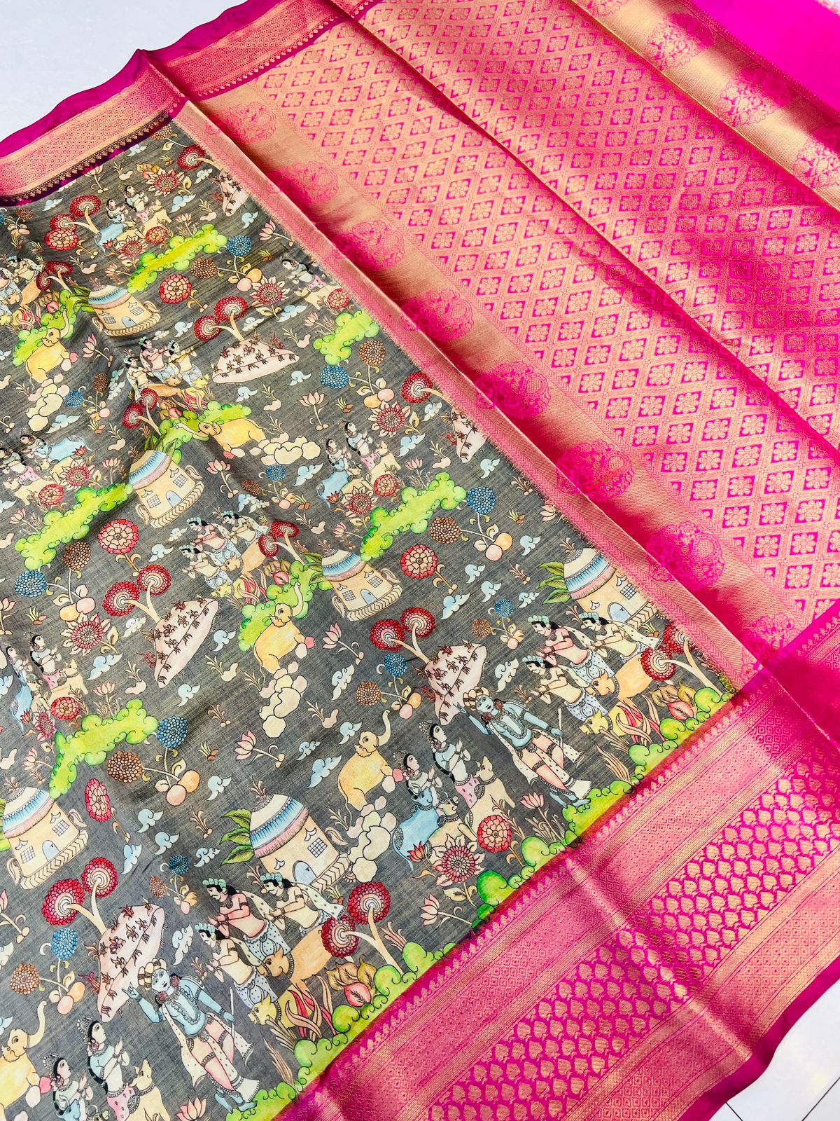 kalamkari tissue silk vol 2 Printed Non Catalog Sarees
